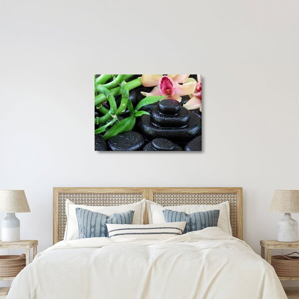 Obraz - Kameny a orchideje (70x50 cm)