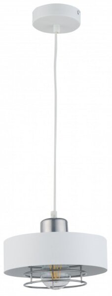 SIGMA Závěsné industriální osvětlení POKER, 1xE27, 60W, 20cm, kulaté, bílé, stříbrné 32063