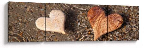 Obraz - Dřevěná srdíčka (170x50 cm)