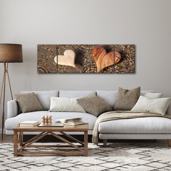 Obraz - Dřevěná srdíčka (170x50 cm)