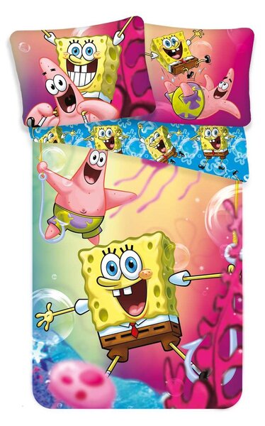 Dětské bavlněné povlečení s motivem Sponge Boba. Rozměr povlečení je 140x200, 70x90 cm
