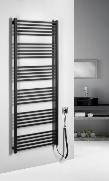 Sapho Sapho, METRO-E elektrické topné těleso, rovné, 600x1620 mm, 800 W, černá matná, ME616B