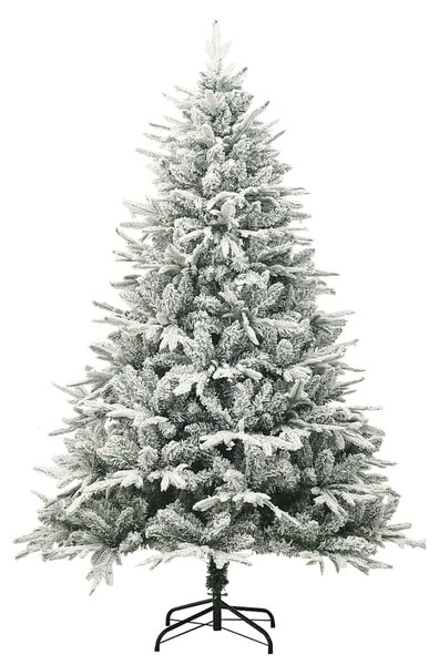 Umělý vánoční stromek s vločkami sněhově zelený 150 cm PVC a PE 328493