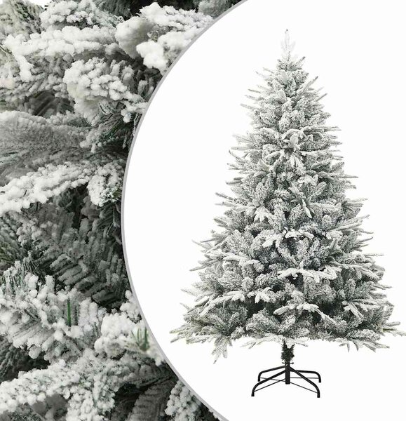 Umělý vánoční stromek s vločkami sněhově zelený 150 cm PVC a PE 328493