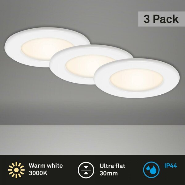 BRILONER 3ks sada LED vestavné svítidlo, pr. 11,5 cm, 6 W, bílé BRI 7053-036
