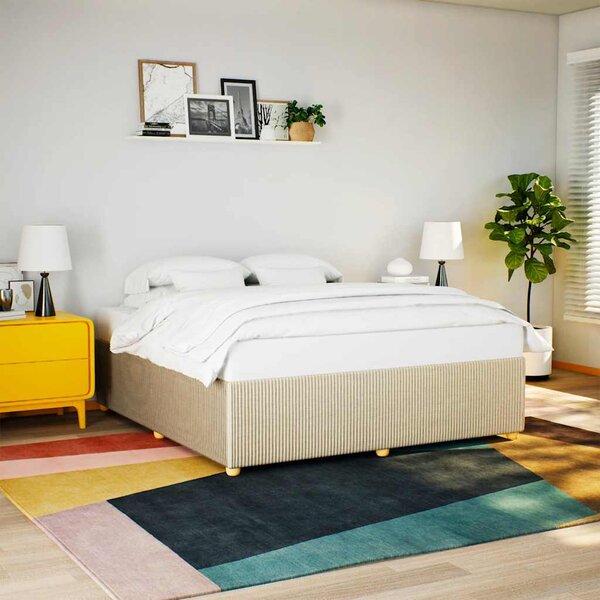 Rám postele bez matrace krémový 200 x 200 cm textil 3284968