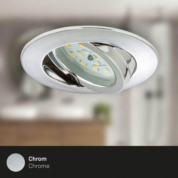 BRILONER 3ks sada LED vestavné svítidlo, pr. 8,2 cm, 5 W, chrom BRI 7209-038