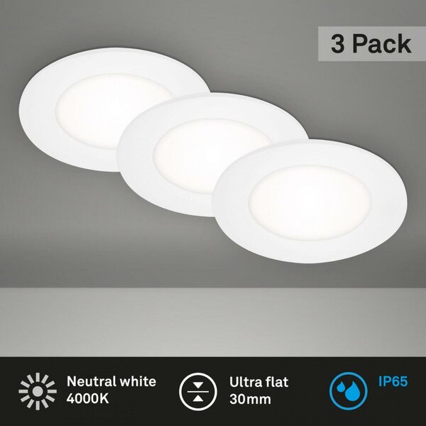 BRILONER 3ks sada LED vestavné svítidlo, pr. 8,6 cm, 3 W, 350 lm, bílé BRI 7057-436