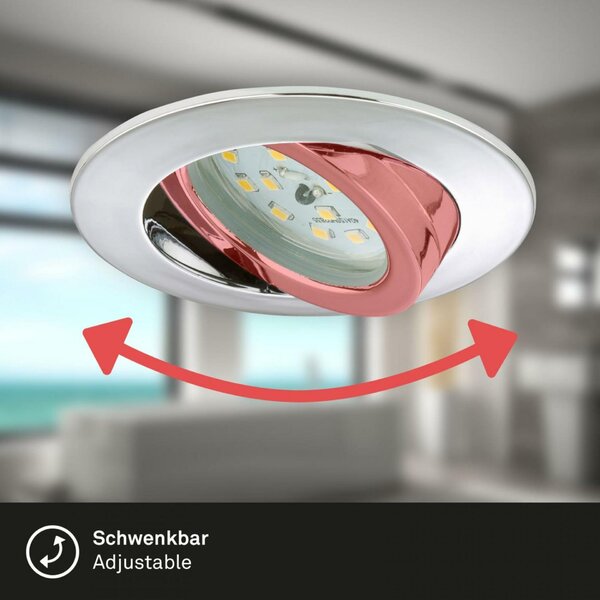 BRILONER 3ks sada LED vestavné svítidlo, pr. 8,2 cm, 5 W, chrom BRI 7209-038