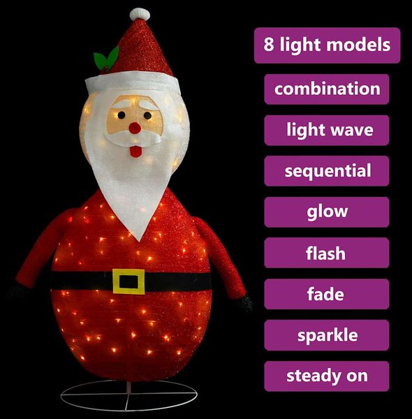 Dekorativní vánoční Santa Claus s LED luxusní tkanina 90 cm 328498