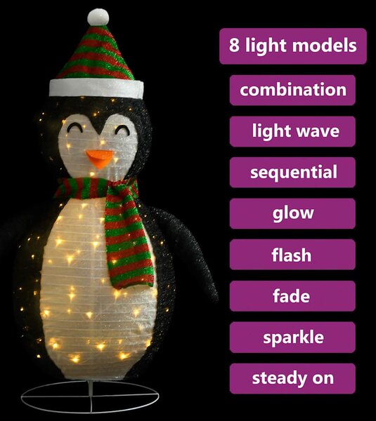 Dekorativní vánoční tučňák s LED luxusní tkanina 120 cm 328502