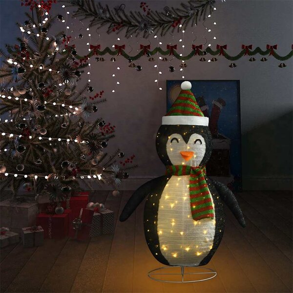 Dekorativní vánoční tučňák s LED luxusní tkanina 120 cm 328502
