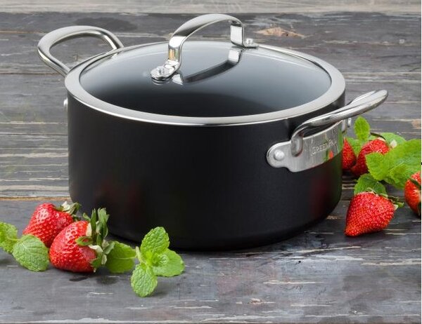 GreenPan Hrnec s poklicí Barcelona Black 24 cm
