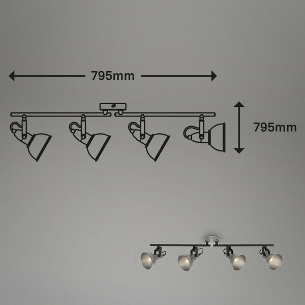 BRILONER Bodové svítidlo 79,5 cm 4x E14 max. 40W antická stříbrná BRILO 2049-044