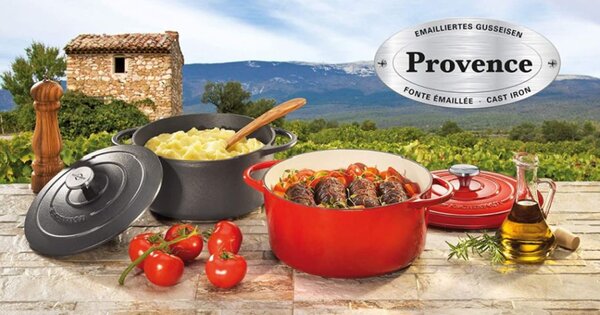Litinový hrnec kulatý Provence 28 cm černý - Küchenprofi