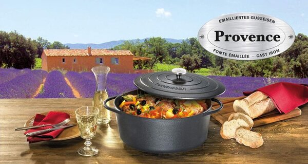 Litinový hrnec kulatý Provence 28 cm černý - Küchenprofi