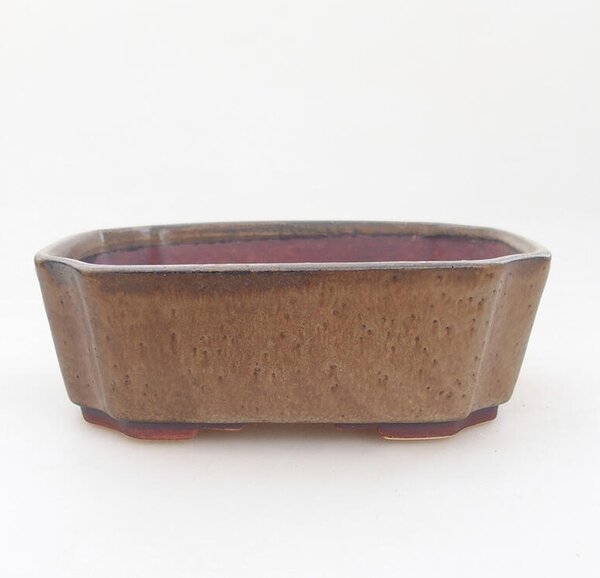 E-bonsai Keramická bonsai miska 13,5 x 11,5 x 4,5 cm hnědá