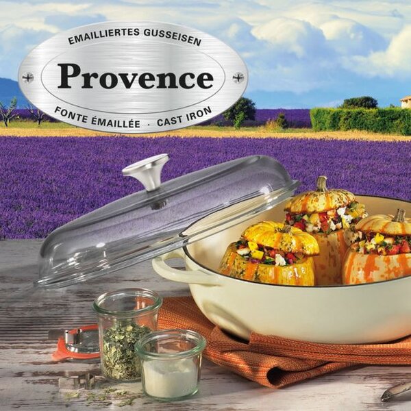 Litinová vysoká pánev se skleněnou pokličkou Provence 28cm šedá - Küchenprofi