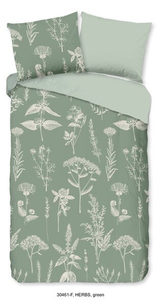 Šalvějově zelené flanelové povlečení na jednolůžko/prodloužené 140x220 cm Herbs – Good Morning