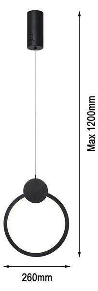 Immax NEO LITE OVALE Smart závěsné svítidlo černé 26cm 18W Tuya WiFi s podporou BEACON
