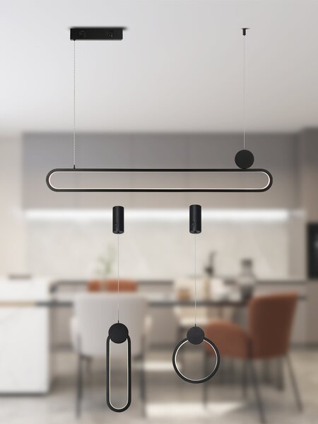 Immax NEO LITE OVALE Smart závěsné svítidlo černé 122cm 50W Tuya WiFi s podporou BEACON