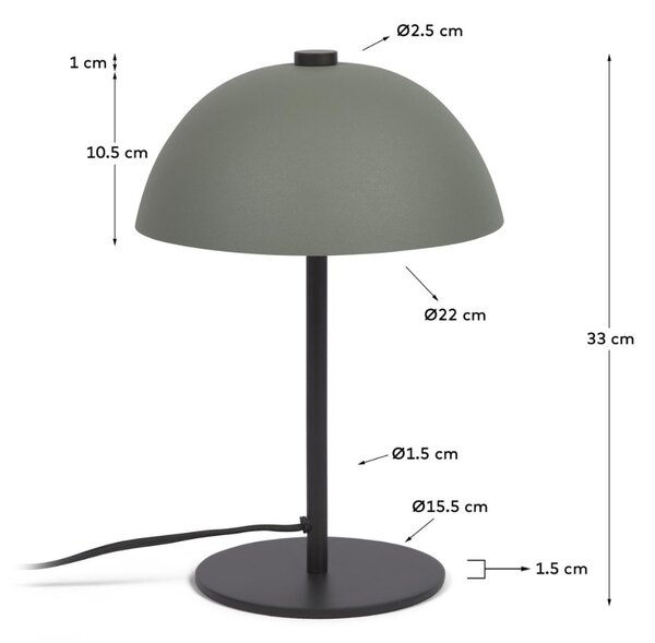 Zelená kovová stolní lampa Kave Home Aleyla