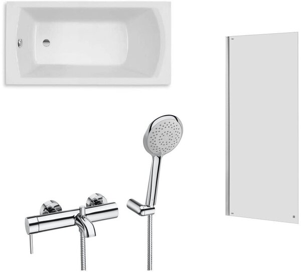 Sada obdélníková vana Roca Linea Slim A248541000, vanová baterie Roca Lanta A5A0111C00, AM4008512M