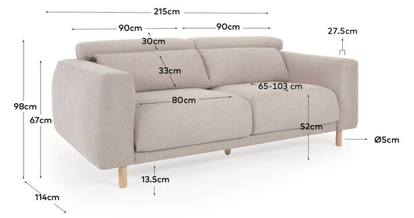 Kave Home Pohovka Singa 215 cm