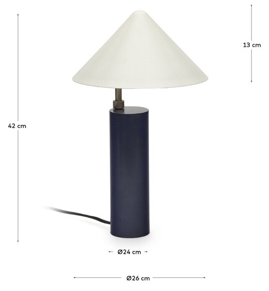 Modro bílá kovová stolní lampa Kave Home Shiva 42 cm