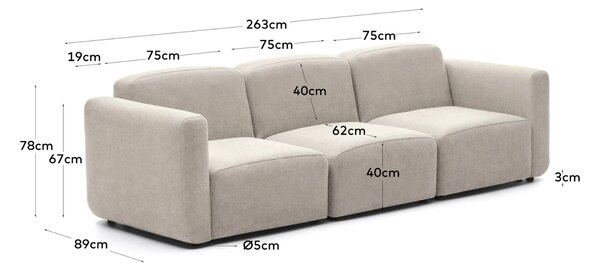 Kave Home Modulární pohovka Neom 263 cm