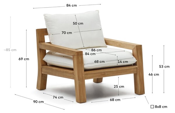 Bílé látkové zahradní křeslo Kave Home Forcanera