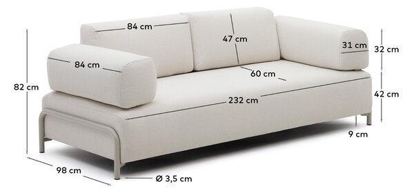 Kave Home Pohovka Compo 232 cm s polštáři