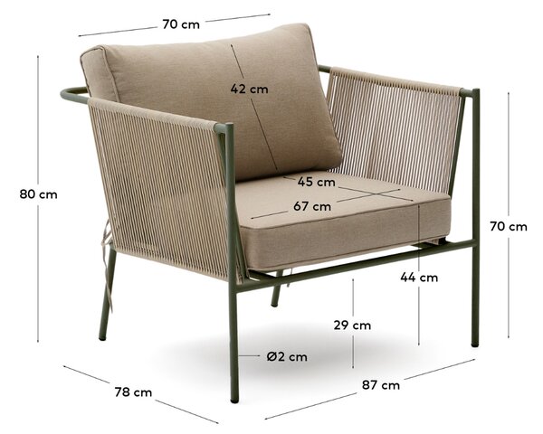 Kave Home Béžovo-zelené zahradní křeslo Zivia