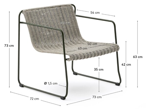 Světle šedé zahradní křeslo Kave Home Maurina