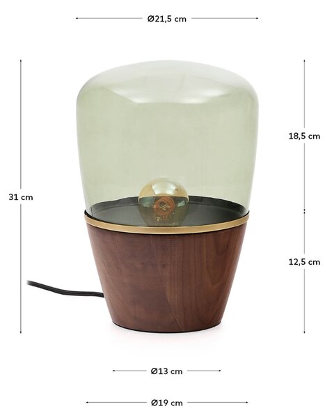Zelená skleněná stolní lampa Kave Home Silex