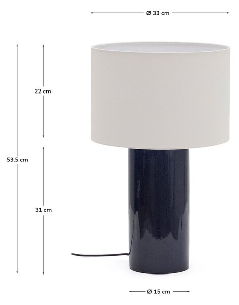 Tmavě modrá keramická stolní lampa Kave Home Toneric