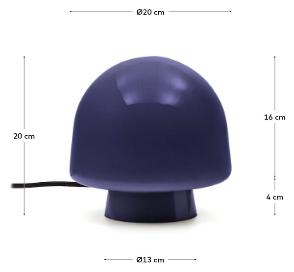 Modrá skleněná stolní lampa Kave Home Reig