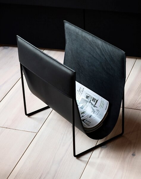 Miiko Design Stojan na časopisy Makasiini, kůže / černý