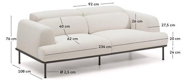 Kave Home Béžová pohovka Aurum II. 234 cm