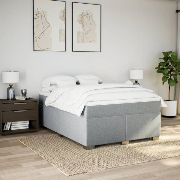 Box spring postel s matrací světle šedá 140 x 190 cm textil 3285130