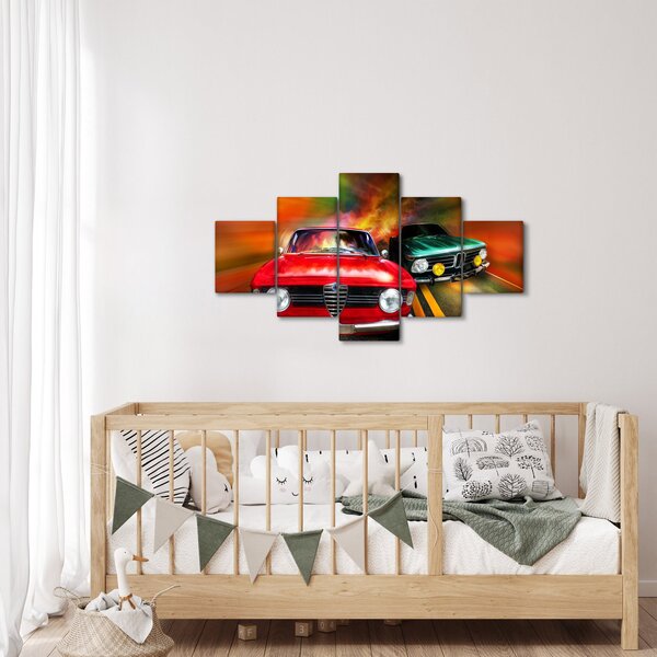 Obraz - Retro závodní auta (125x70 cm)