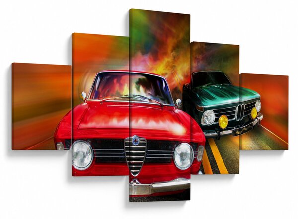 Obraz - Retro závodní auta (125x70 cm)