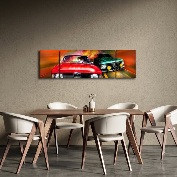 Obraz - Retro závodní auta (170x50 cm)