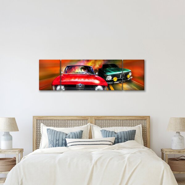 Obraz - Retro závodní auta (170x50 cm)