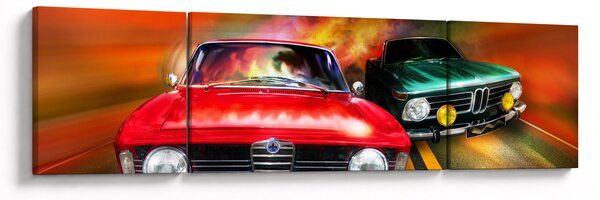 Obraz - Retro závodní auta (170x50 cm)