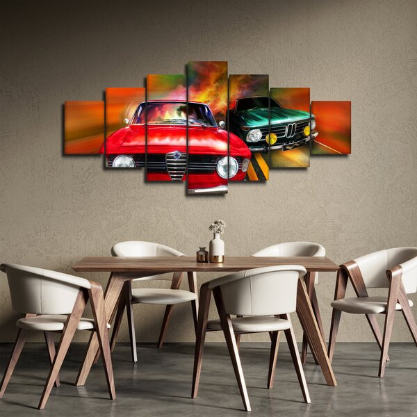 Obraz - Retro závodní auta (210x100 cm)