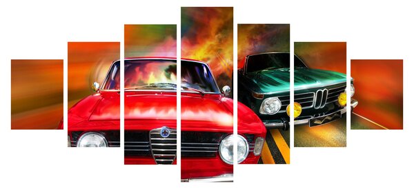 Obraz - Retro závodní auta (210x100 cm)