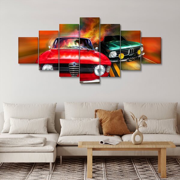 Obraz - Retro závodní auta (210x100 cm)