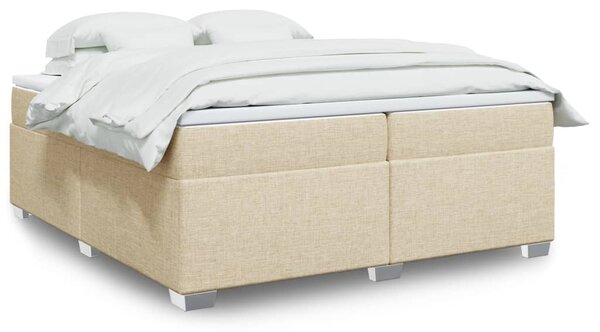 Box spring postel s matrací krémová 200x200 cm textil 3285163