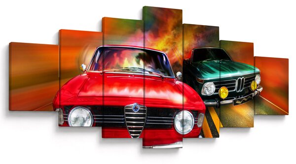Obraz - Retro závodní auta (210x100 cm)